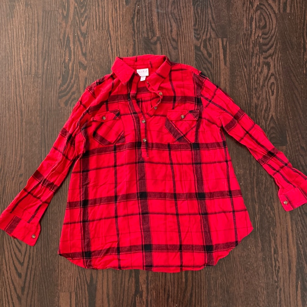 Red and Black Maternity Flannel